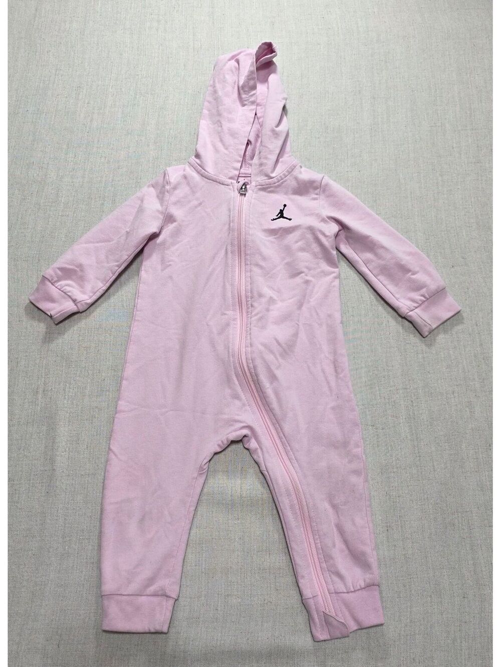 Pink 12 Month Jordan Baby Jumpman Hooded Coverall Full Zip Onesie Outfit